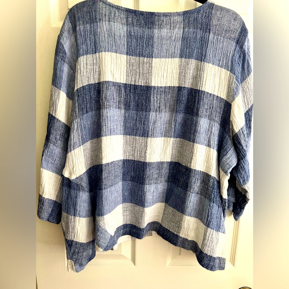 EUC HABITAT Denim Blue Plaid Top - Picture 3 of 8